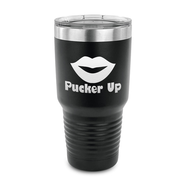 Custom Lips (Pucker Up) 30 oz Stainless Steel Tumbler - Black - Single Sided