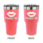 Lips (Pucker Up) 30 oz Stainless Steel Tumbler - Coral - Double Sided