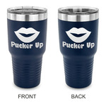 Lips (Pucker Up) 30 oz Stainless Steel Tumbler - Navy - Double Sided