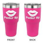 Lips (Pucker Up) 30 oz Stainless Steel Tumbler - Pink - Double Sided