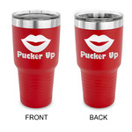 Lips (Pucker Up) 30 oz Stainless Steel Tumbler - Red - Double Sided