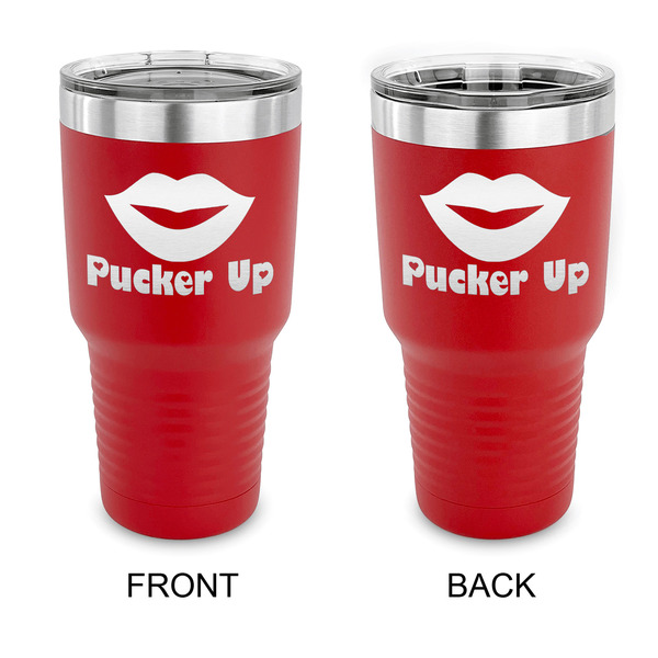 Custom Lips (Pucker Up) 30 oz Stainless Steel Tumbler - Red - Double Sided