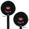 Lips (Pucker Up) Black Plastic 5.5" Stir Stick - Double Sided - Round - Front & Back