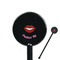 Lips (Pucker Up) Black Plastic 5.5" Stir Stick - Round - Closeup