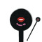 Lips (Pucker Up) Black Plastic 7" Stir Stick - Round - Closeup