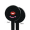 Lips (Pucker Up) Black Plastic 7" Stir Stick - Single Sided - Round - Front & Back