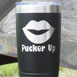 Lips (Pucker Up) 20 oz Stainless Steel Tumbler - Black - Double Sided