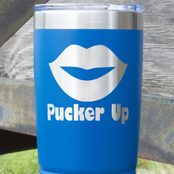 Lips (Pucker Up) 20 oz Stainless Steel Tumbler - Royal Blue - Double Sided