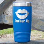 Lips (Pucker Up) 20 oz Stainless Steel Tumbler - Royal Blue - Double Sided