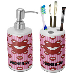 Lips (Pucker Up) Ceramic Bathroom Accessories Set