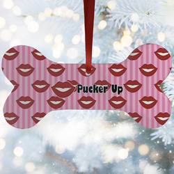 Lips (Pucker Up) Ceramic Dog Ornament