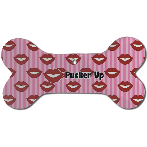 Custom Lips (Pucker Up) Ceramic Dog Ornament - Front