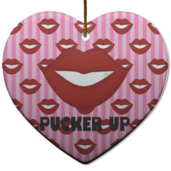 Lips (Pucker Up) Heart Ceramic Ornament