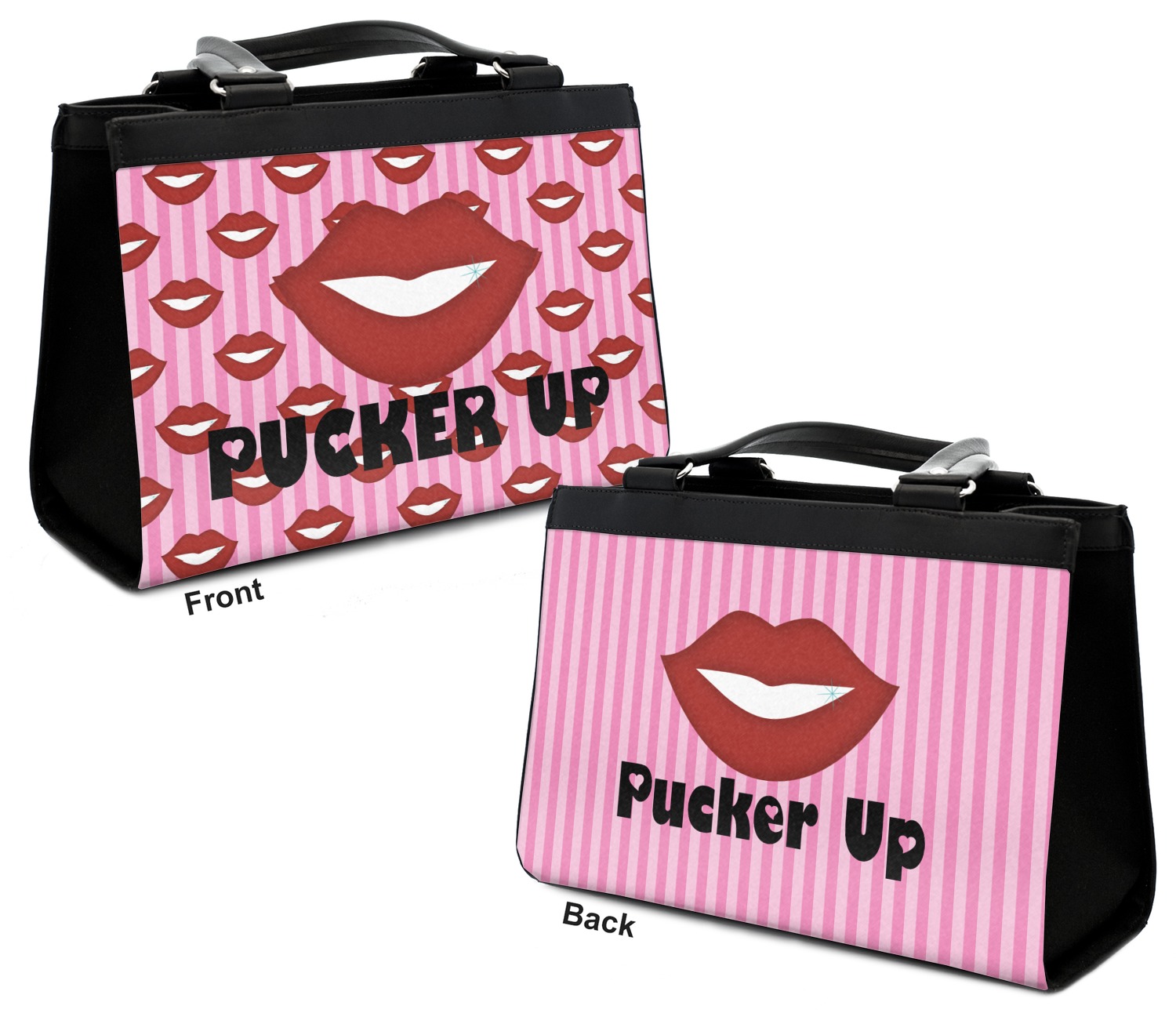 Lips (Pucker Up) Classic Tote Purse w/ Leather Trim - YouCustomizeIt