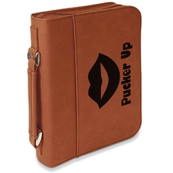 Lips (Pucker Up) Leatherette Bible Cover with Handle & Zipper - Small - Double Sided