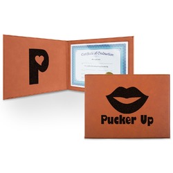 Lips (Pucker Up) Leatherette Certificate Holder - Front and Inside