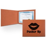 Lips (Pucker Up) Leatherette Certificate Holder - Front