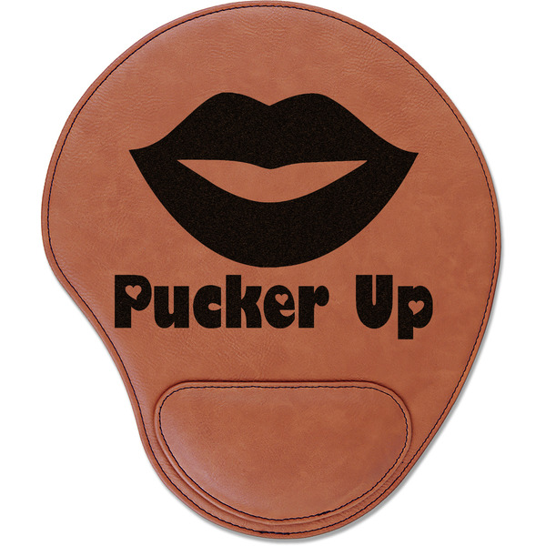 Custom Lips (Pucker Up) Leatherette Mouse Pad with Wrist Support