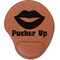 Lips (Pucker Up) Cognac Leatherette Mouse Pads with Wrist Support - Flat