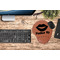 Lips (Pucker Up) Cognac Leatherette Mousepad with Wrist Support - Lifestyle Image