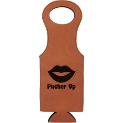 Lips (Pucker Up) Leatherette Wine Tote - Single Sided