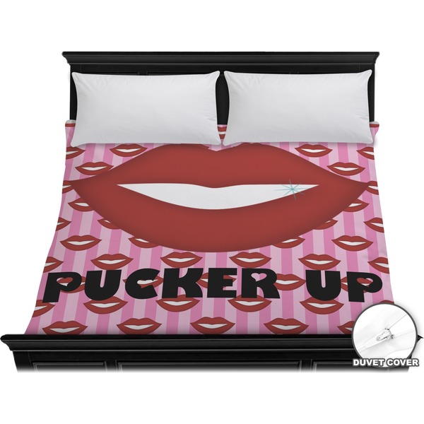 Custom Lips (Pucker Up) Duvet Cover - King