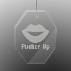 Lips (Pucker Up) Engraved Glass Ornament - Octagon