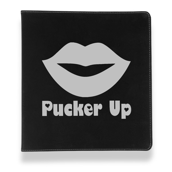 Custom Lips (Pucker Up) Leather Binder - 1" - Black