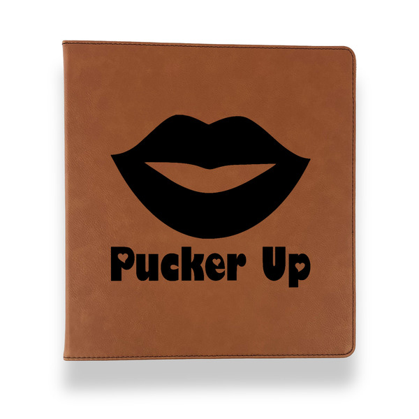 Custom Lips (Pucker Up) Leather Binder - 1" - Rawhide