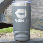 Lips (Pucker Up) 20 oz Stainless Steel Tumbler - Grey - Double Sided