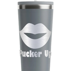 Lips (Pucker Up) RTIC Everyday Tumbler with Straw - 28oz - Grey - Single-Sided