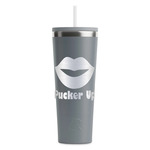 Lips (Pucker Up) RTIC Everyday Tumbler with Straw - 28oz - Grey - Double-Sided