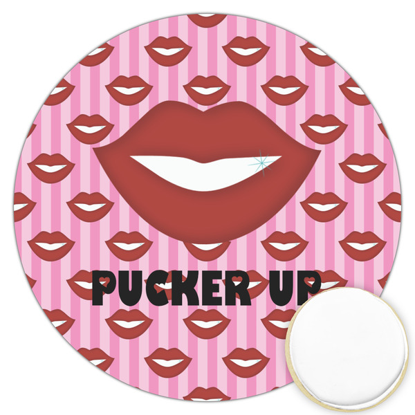 Custom Lips (Pucker Up) Printed Cookie Topper - 3.25"