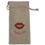 Lips (Pucker Up) Large Burlap Gift Bag - Front