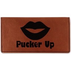 Lips (Pucker Up) Leatherette Checkbook Holder - Single Sided