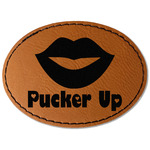 Lips (Pucker Up) Faux Leather Iron On Patch - Oval