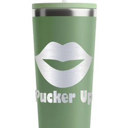 Lips (Pucker Up) RTIC Everyday Tumbler with Straw - 28oz - Light Green - Double-Sided