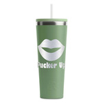 Lips (Pucker Up) RTIC Everyday Tumbler with Straw - 28oz - Light Green - Double-Sided