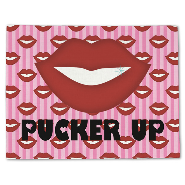 Custom Lips (Pucker Up) Single-Sided Linen Placemat - Single