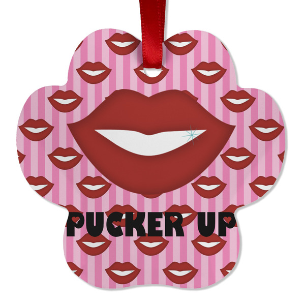 Custom Lips (Pucker Up) Metal Paw Ornament - Double Sided