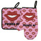 Lips (Pucker Up) Neoprene Oven Mitt and Pot Holder Set - Left