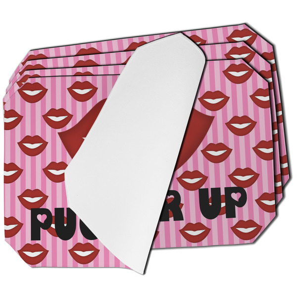 Custom Lips (Pucker Up) Dining Table Mat - Octagon - Set of 4 (Single-Sided)