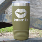 Lips (Pucker Up) 20 oz Stainless Steel Tumbler - Olive - Double Sided