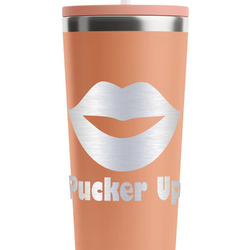 Lips (Pucker Up) RTIC Everyday Tumbler with Straw - 28oz - Peach - Double-Sided