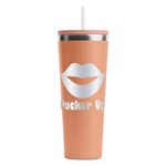 Lips (Pucker Up) RTIC Everyday Tumbler with Straw - 28oz - Peach - Double-Sided