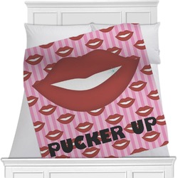 Lips (Pucker Up) Minky Blanket - Twin / Full - 80"x60" - Single Sided