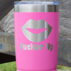 Lips (Pucker Up) 20 oz Stainless Steel Tumbler - Pink - Double Sided