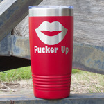 Lips (Pucker Up) 20 oz Stainless Steel Tumbler - Red - Double Sided