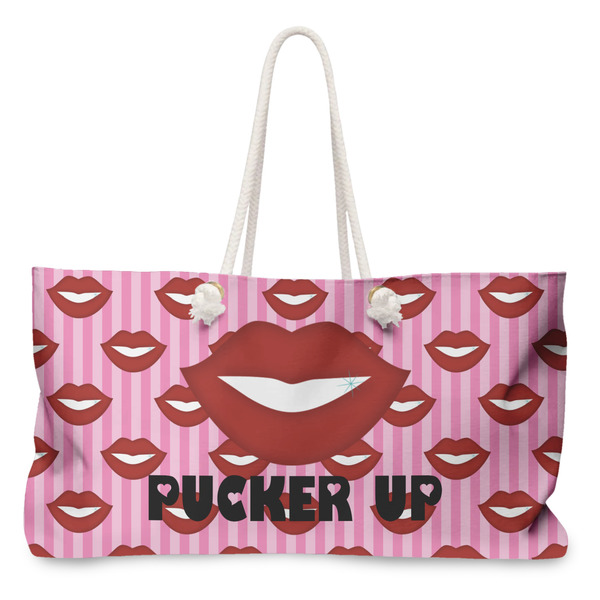 Custom Lips (Pucker Up) Large Tote Bag with Rope Handles