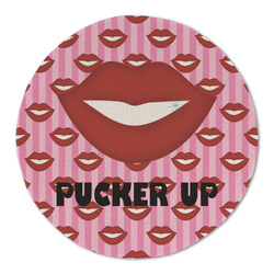 Lips (Pucker Up) Round Linen Placemat - Single Sided